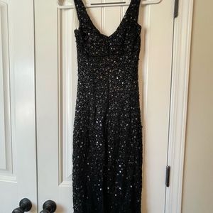 Black mid-calf length sequin dress